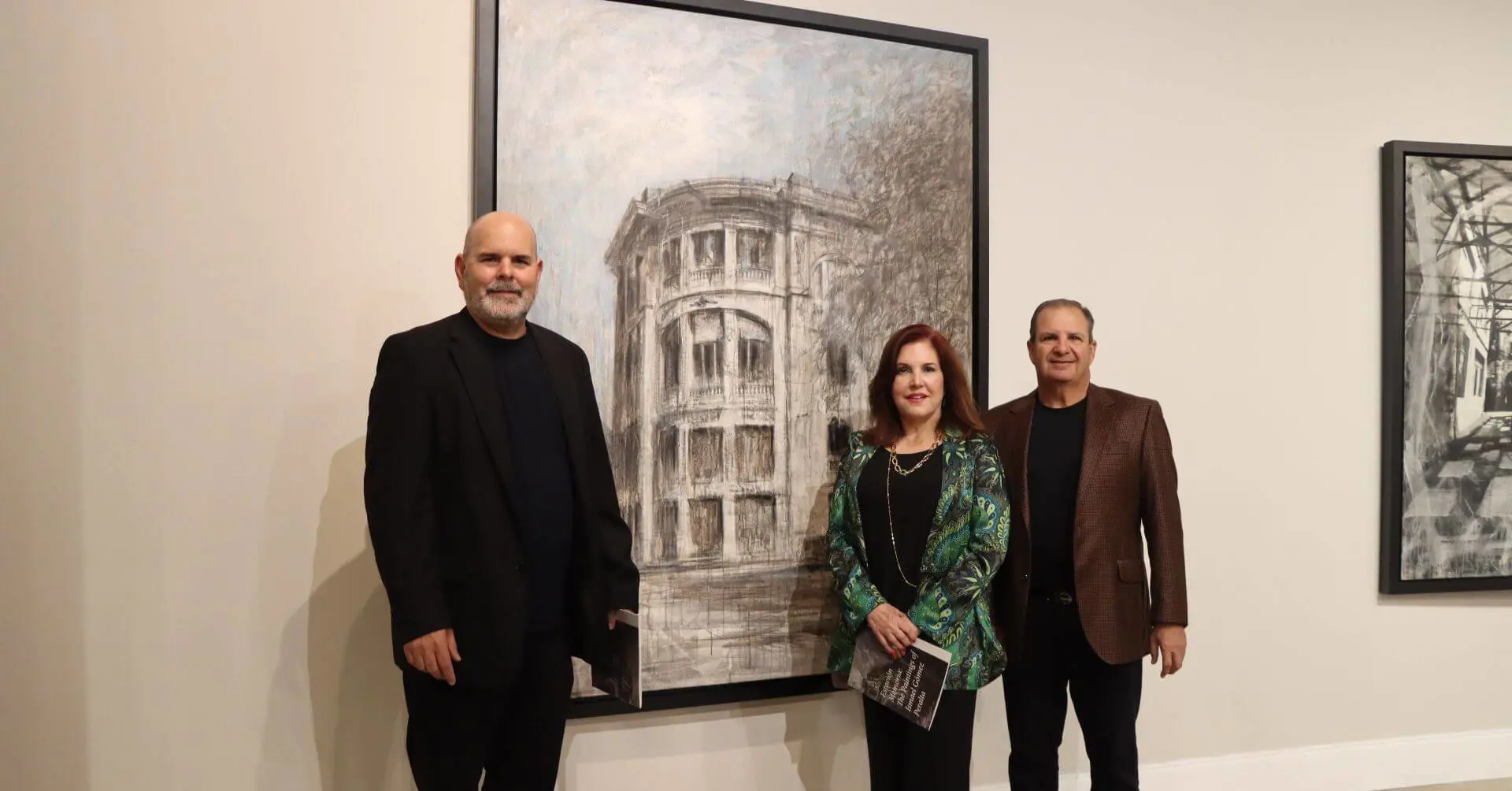 Guests with artworks at the Saladrigas Art Gallery
