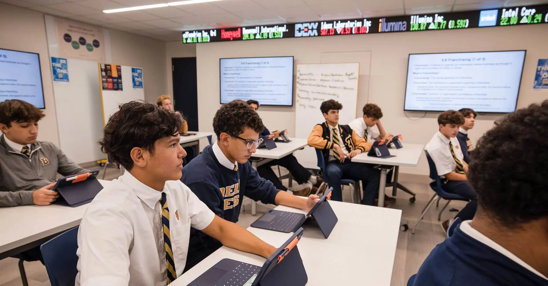 Belen Jesuit students in a Catholic Entrepreneurship Program class.