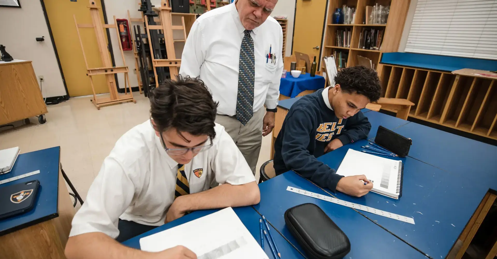 Belen Jesuit students pictured in class.