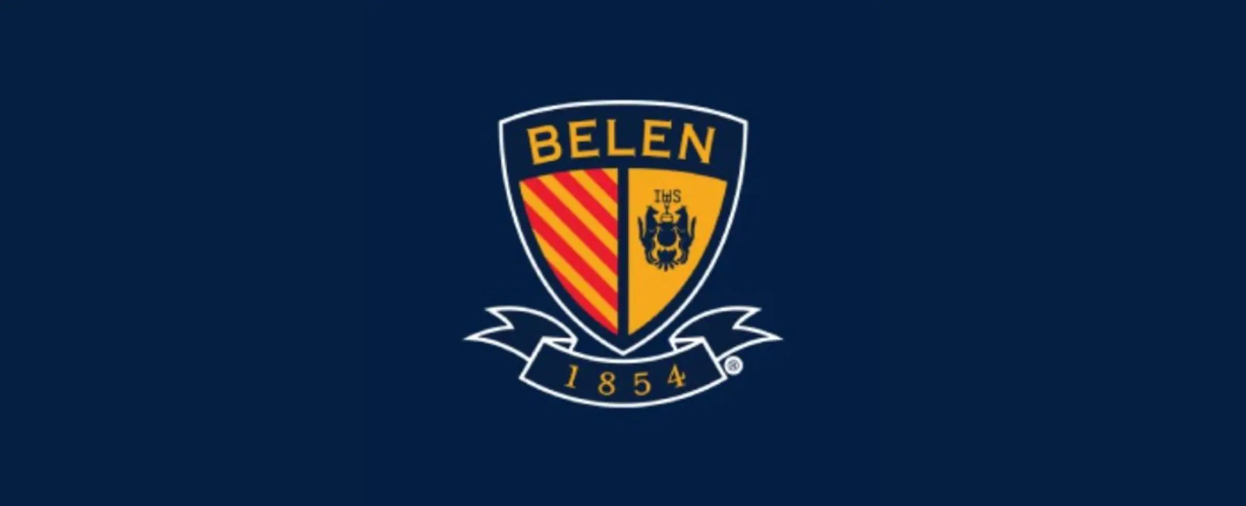 Belen Jesuit Shield Logo on blue background