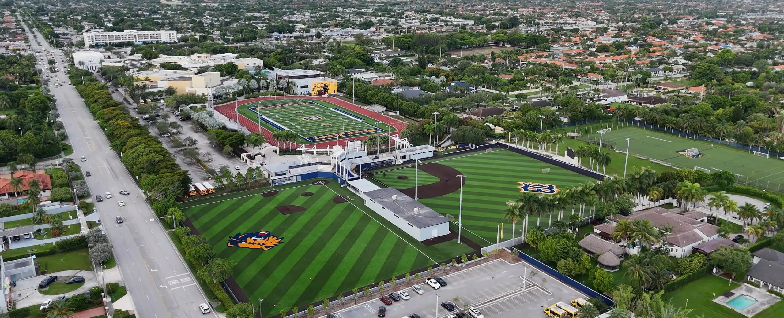 Drone Still of Belen Jesuit's athletics facilities June 2025