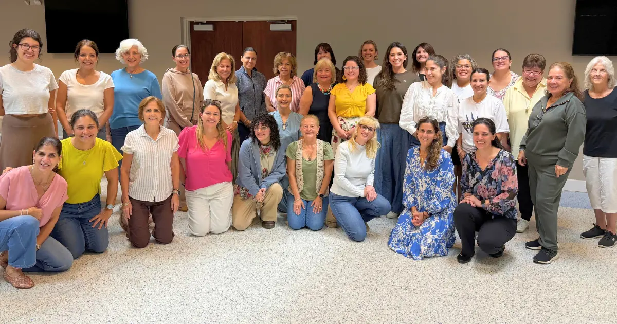 Parents and grandparents participate in the monthly Pray and Crochet Gathering. 