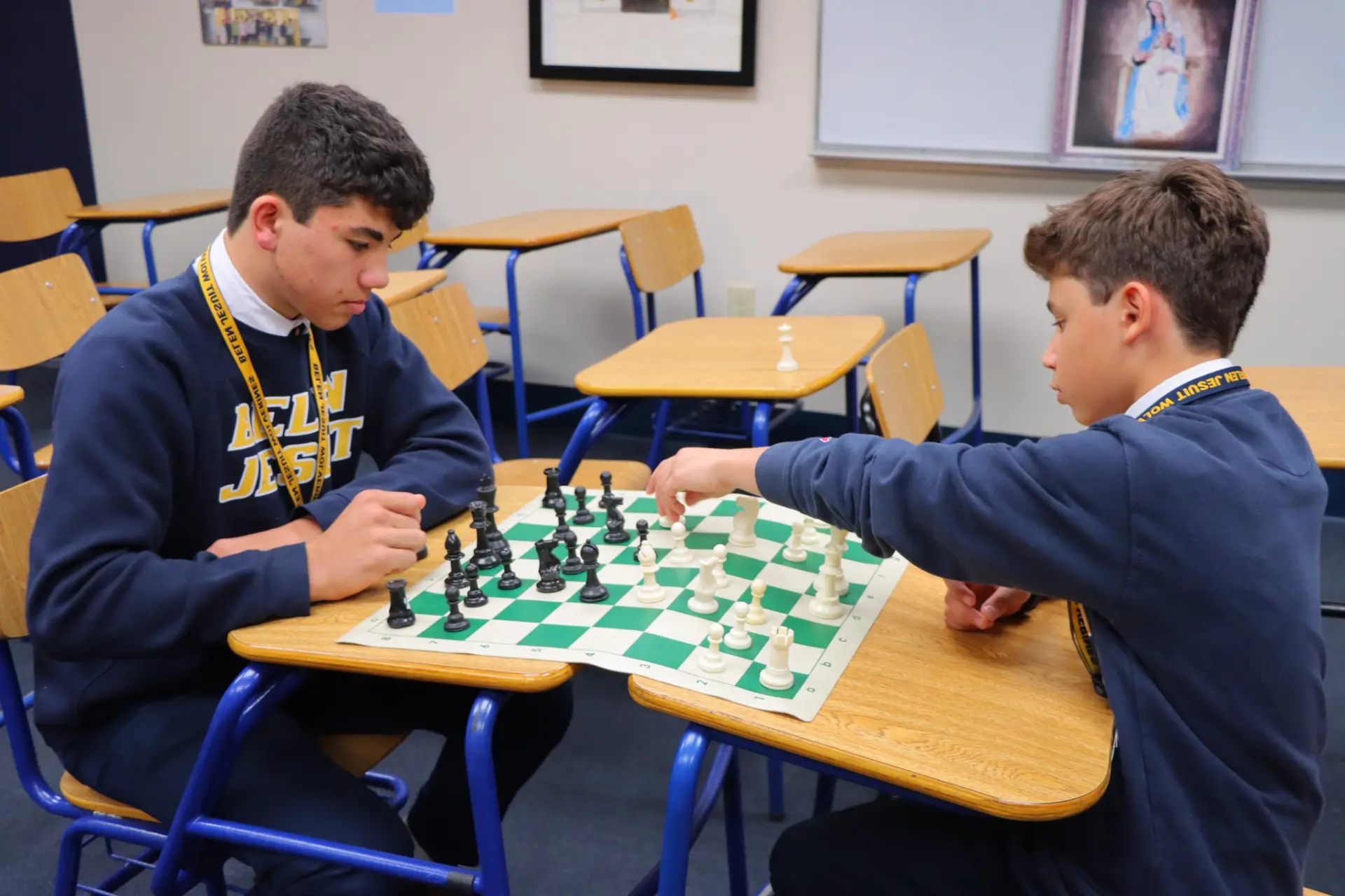 Students playing chess